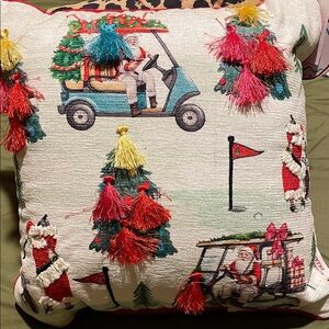 NWT Santa playing golf decorative pillow